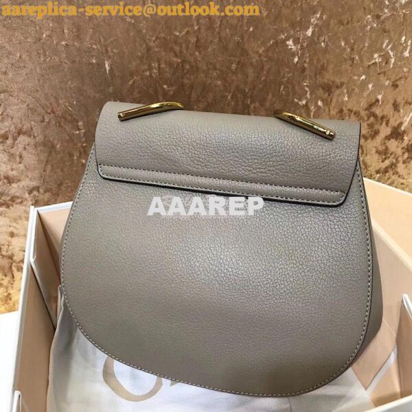 Replica Chloe Drew Shoulder Bag in Grained Lambskin Grey 11