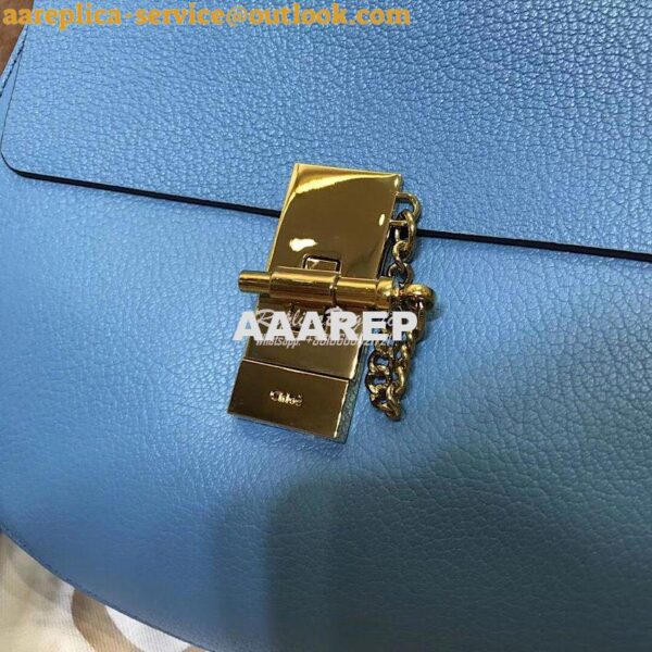 Replica Chloe Drew Shoulder Bag in Grained Lambskin Light Blue 4