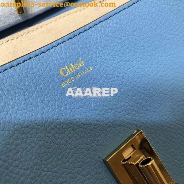 Replica Chloe Drew Shoulder Bag in Grained Lambskin Light Blue 5