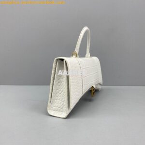 Replica Balenciaga Hourglass Stretched Top Handle Bag in White Shiny C 2