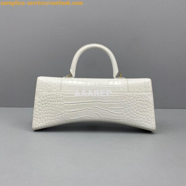 Replica Balenciaga Hourglass Stretched Top Handle Bag in White Shiny C 5