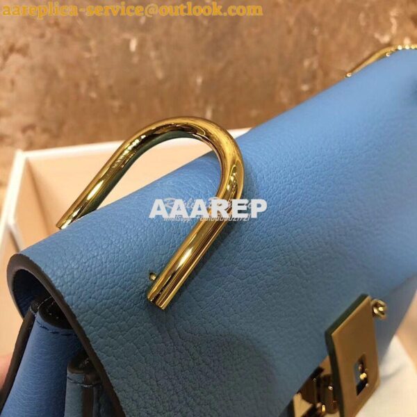 Replica Chloe Drew Shoulder Bag in Grained Lambskin Light Blue 6