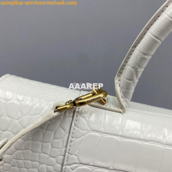 Replica Balenciaga Hourglass Stretched Top Handle Bag in White Shiny C 6