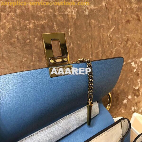 Replica Chloe Drew Shoulder Bag in Grained Lambskin Light Blue 8