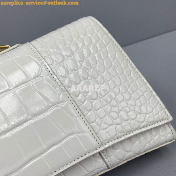 Replica Balenciaga Hourglass Stretched Top Handle Bag in White Shiny C 7