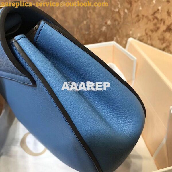 Replica Chloe Drew Shoulder Bag in Grained Lambskin Light Blue 9