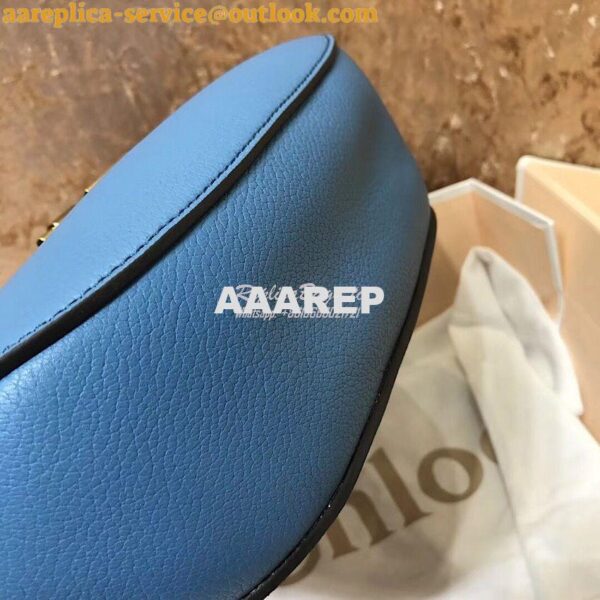 Replica Chloe Drew Shoulder Bag in Grained Lambskin Light Blue 10