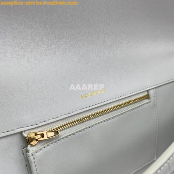 Replica Balenciaga Hourglass Stretched Top Handle Bag in White Shiny C 10