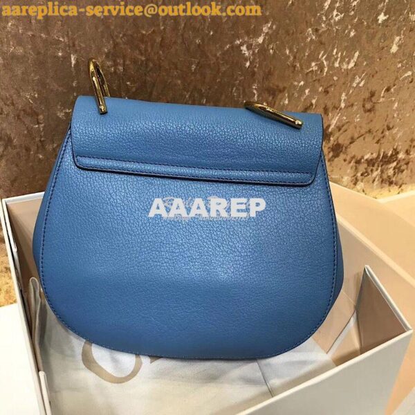 Replica Chloe Drew Shoulder Bag in Grained Lambskin Light Blue 11