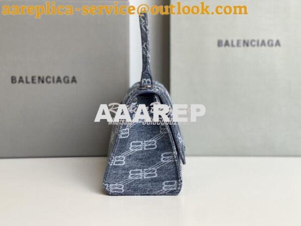 Replica Balenciaga Hourglass Top Handle Bag BB Monogram Bleached Denim 7