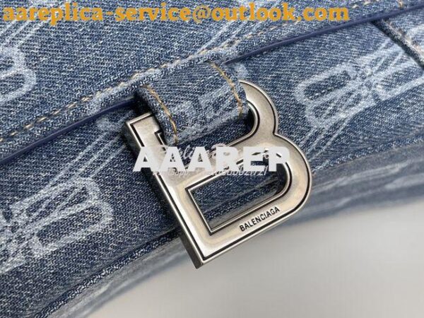 Replica Balenciaga Hourglass Top Handle Bag BB Monogram Bleached Denim 9