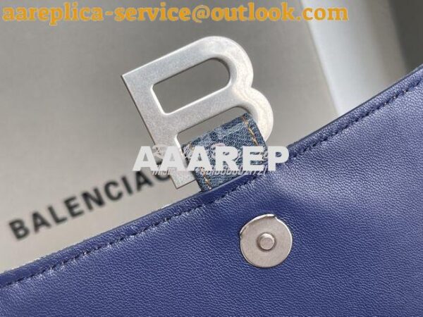 Replica Balenciaga Hourglass Top Handle Bag BB Monogram Bleached Denim 10