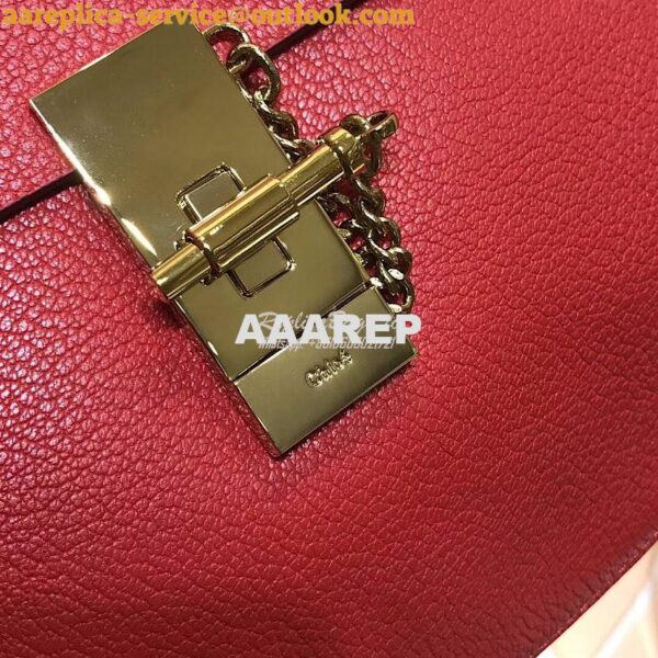 Replica Chloe Drew Shoulder Bag in Grained Lambskin Red 4