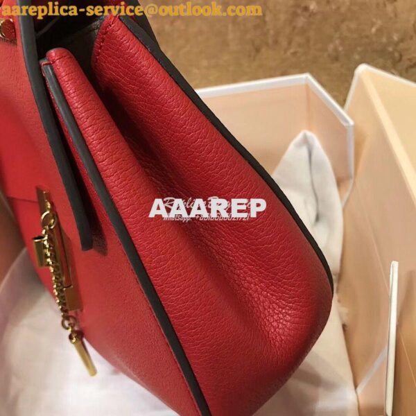 Replica Chloe Drew Shoulder Bag in Grained Lambskin Red 3