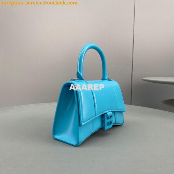 Replica Balenciaga Hourglass Top Handle Bag In Azur Shiny Box Calfskin 4