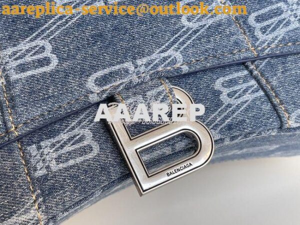 Replica Balenciaga Hourglass Top Handle Bag BB Monogram Bleached Denim 21