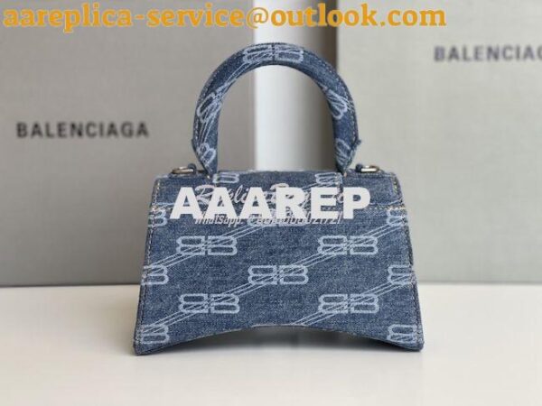 Replica Balenciaga Hourglass Top Handle Bag BB Monogram Bleached Denim 22