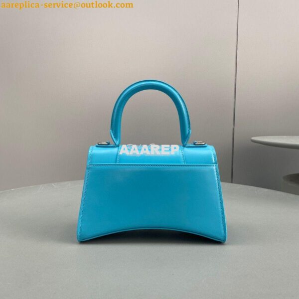 Replica Balenciaga Hourglass Top Handle Bag In Azur Shiny Box Calfskin 10