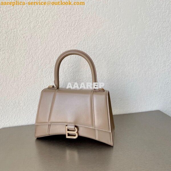 Replica Balenciaga Hourglass Top Handle Bag In Beige Shiny Box Calfski 5