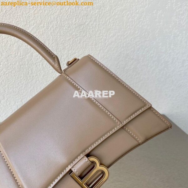 Replica Balenciaga Hourglass Top Handle Bag In Beige Shiny Box Calfski 6