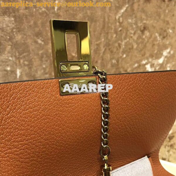 Replica Chloe Drew Shoulder Bag in Grained Lambskin Tobacco 7