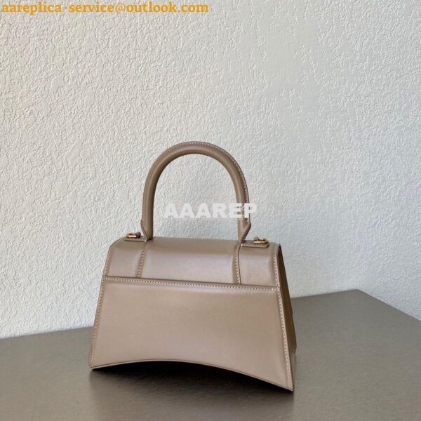 Replica Balenciaga Hourglass Top Handle Bag In Beige Shiny Box Calfski 7