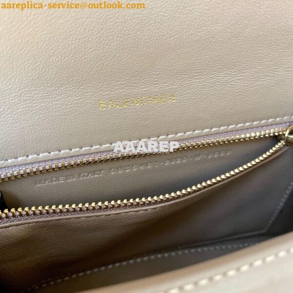 Replica Balenciaga Hourglass Top Handle Bag In Beige Shiny Box Calfski 8