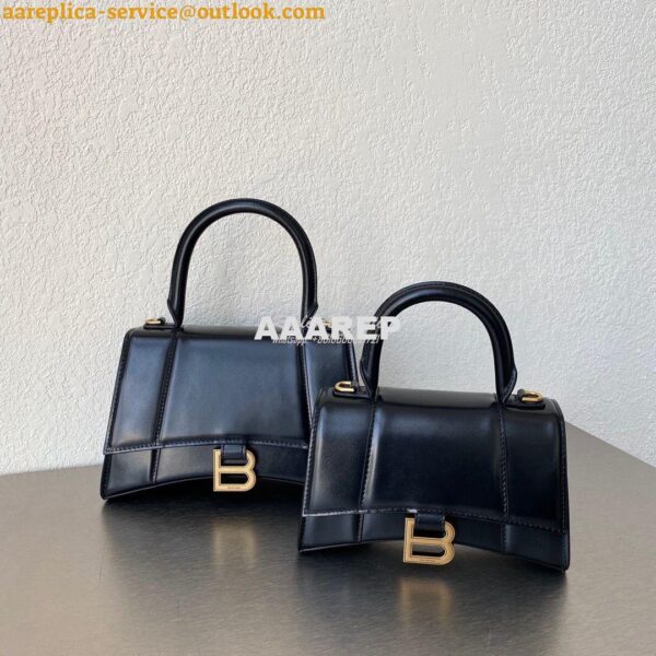 Replica Balenciaga Hourglass Top Handle Bag In Black Shiny Box Calfski 3