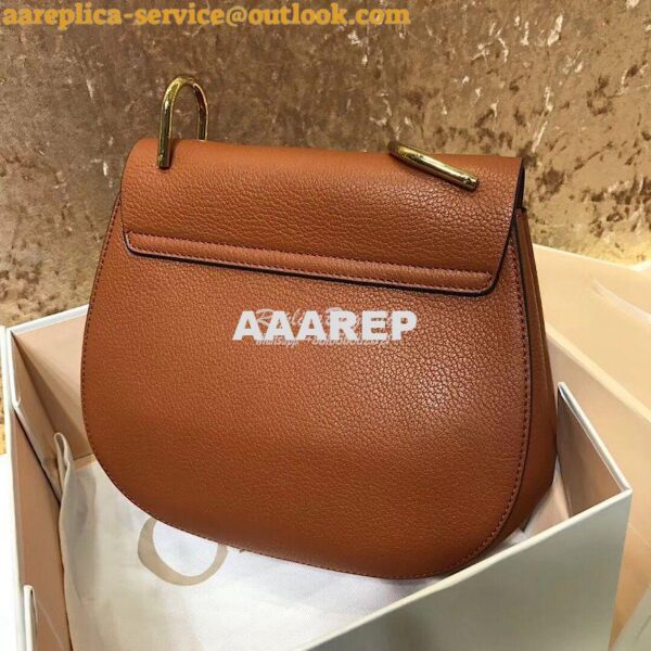 Replica Chloe Drew Shoulder Bag in Grained Lambskin Tobacco 11