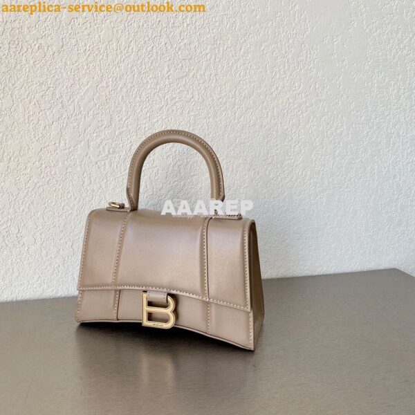 Replica Balenciaga Hourglass Top Handle Bag In Beige Shiny Box Calfski 11