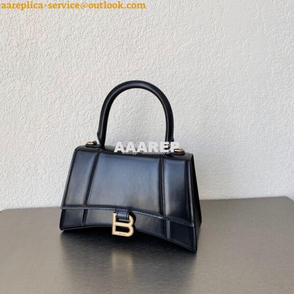 Replica Balenciaga Hourglass Top Handle Bag In Black Shiny Box Calfski 5