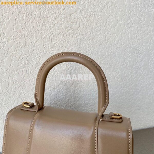 Replica Balenciaga Hourglass Top Handle Bag In Beige Shiny Box Calfski 12