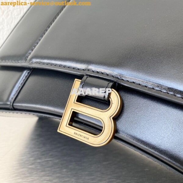 Replica Balenciaga Hourglass Top Handle Bag In Black Shiny Box Calfski 6