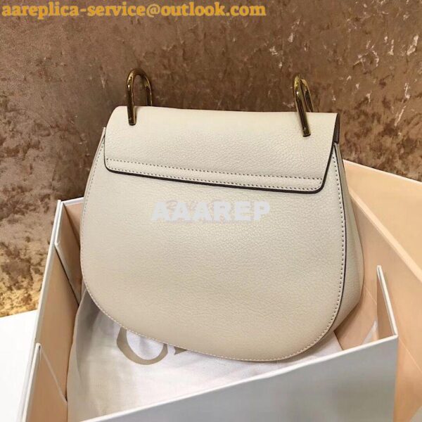 Replica Chloe Drew Shoulder Bag in Grained Lambskin White 8