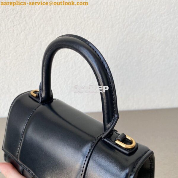 Replica Balenciaga Hourglass Top Handle Bag In Black Shiny Box Calfski 12