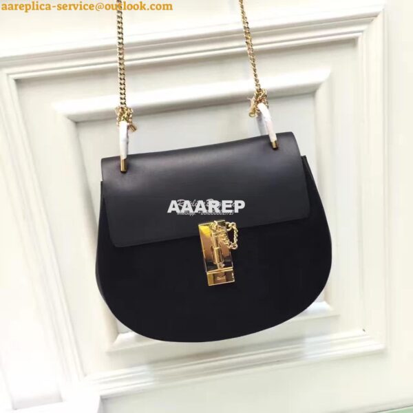 Replica Chloe Drew Shoulder bag Smooth and Suede Calfskin Black 6