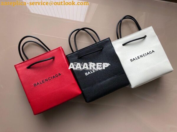 Replica Balenciaga Printed Textured-Leather Shopping Tote XXS White 3