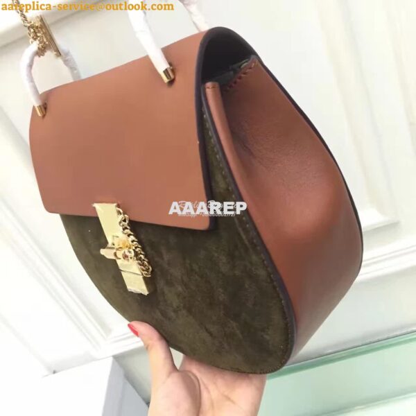 Replica Chloe Drew Shoulder bag Smooth and Suede Calfskin Brown n Gree 3