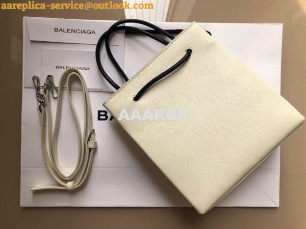 Replica Balenciaga Printed Textured-Leather Shopping Tote XXS White 5