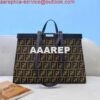 Replica Fendi 8BH374 X-Tote Brown houndstooth wool shopper with FF embroidery 8589 2