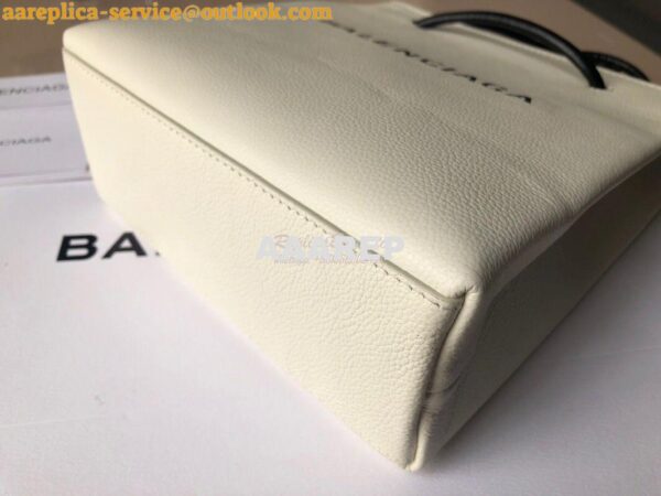 Replica Balenciaga Printed Textured-Leather Shopping Tote XXS White 6