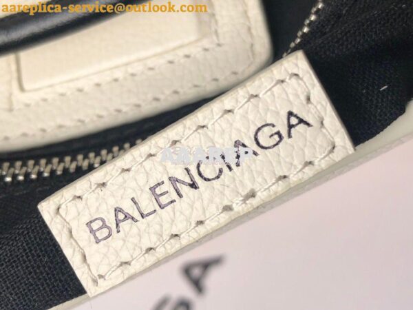 Replica Balenciaga Printed Textured-Leather Shopping Tote XXS White 10