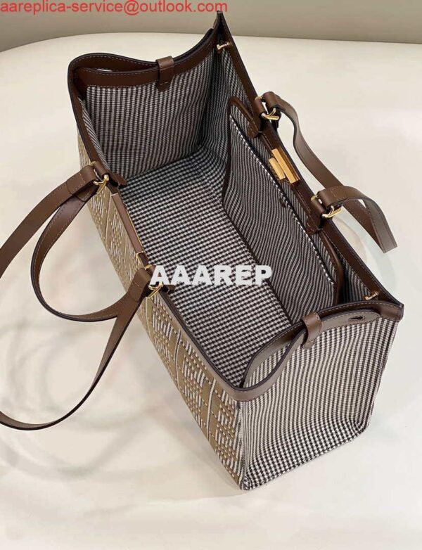 Replica Fendi 8BH374 X-Tote Brown houndstooth wool shopper with FF embroidery 8589 10