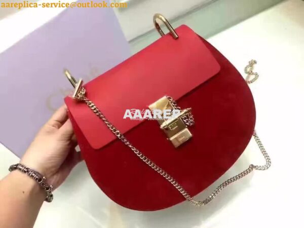 Replica Chloe Drew Shoulder bag Smooth and Suede Calfskin Red 4