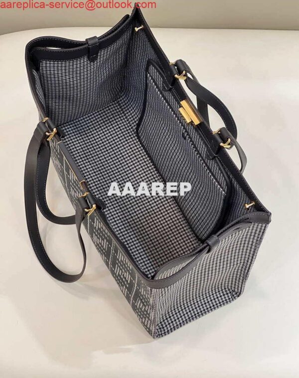 Replica Fendi 8BH374 X-Tote Gray houndstooth wool shopper with FF embroidery 10