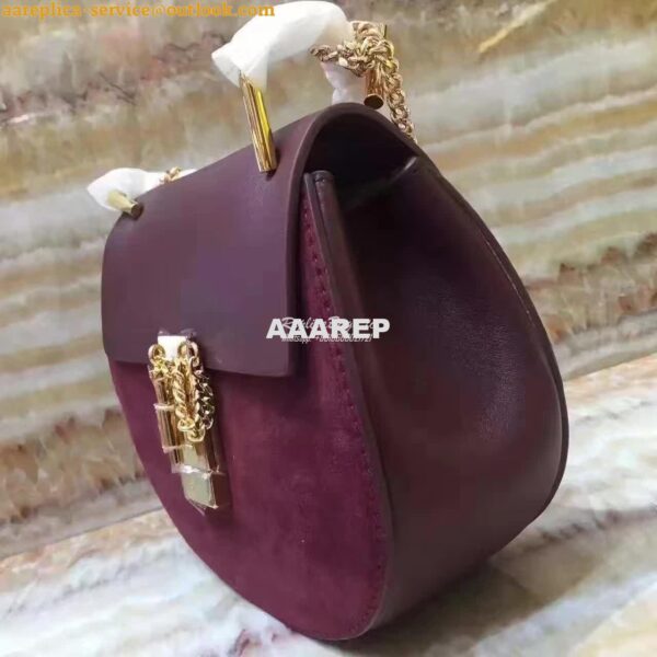 Replica Chloe Drew Shoulder bag Smooth and Suede Calfskin Wine 3