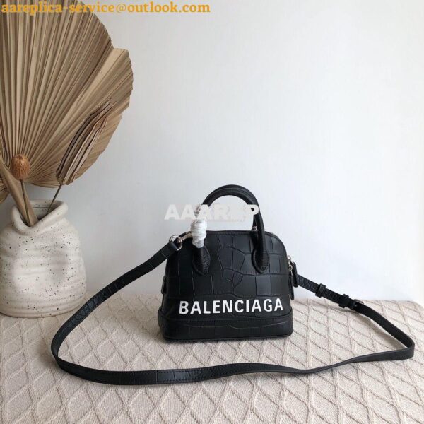 Replica Balenciaga Ville Top Handle Bag In Black Crocodile Emboosed Ca 3