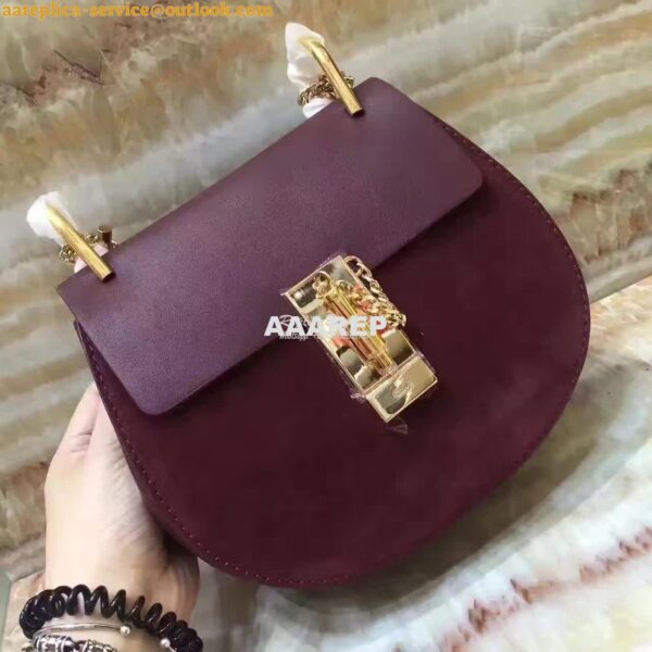 Replica Chloe Drew Shoulder bag Smooth and Suede Calfskin Wine 4