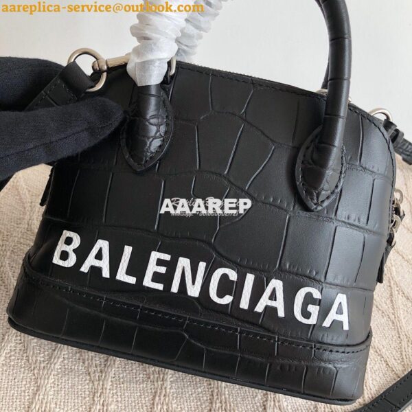 Replica Balenciaga Ville Top Handle Bag In Black Crocodile Emboosed Ca 4