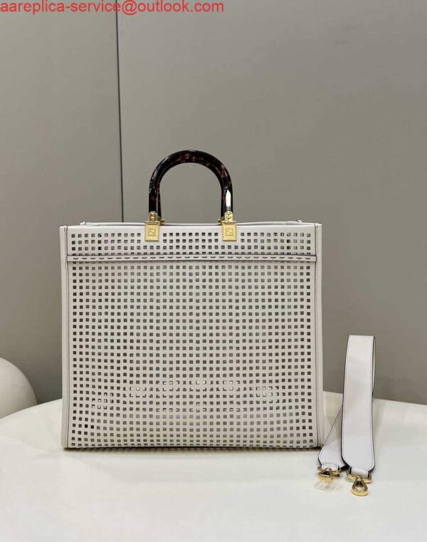 Replica Fendi 8BH386 Sunshine Medium 8575 Two-toned perforated leather shopper 3